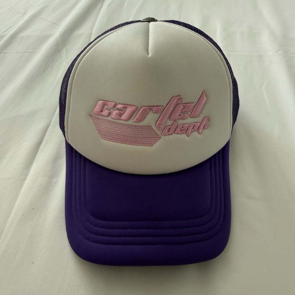 Cartel Dept Purple and White Trucker Hat with Pink Logo Snapback